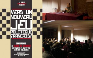 Annonce et photos de la conférence d’Alain De Benoist au Clocher de Rodez en 2011.