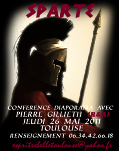 Annonce de la conférence de Pierre Gilieth (Bertrand Le Digabel de son vrai nom) au Clocher de Rodez en 2011.